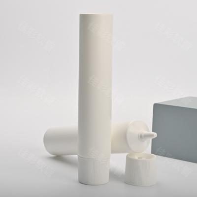 China Eco-friendly Cosmetic Packaging 150ml 200ml 250ml Recycle White Color Long Spout Tube With Screw Lid for sale