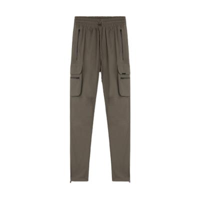 China DiZNEW Logo Track Cargo Pants Drawstring Waist Zipper Viable Custom Elastic Jogger Pants Nylon Cargo Pants for sale