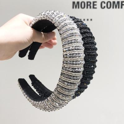 China Wholesale Hot Luxury Baroque Bling Crystal Beaded Rhinestone Headband of MEROYAL fashion accessories the new Diamond Padded Hairband Women Hair for sale