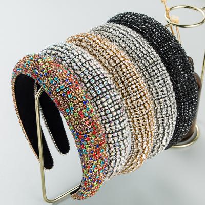 China Wholesale Colorful Fashion Headband Women Hair Accessories MEROYAL Diamond Headband Baroque Crystal Padded for sale