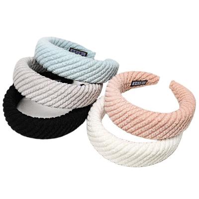 China European Fashion Sponge Solid Hair Accessories Pink Green Women's Hair Band for sale