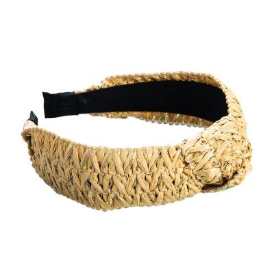 China New Fashion Women's Hair Accessories Retro Bohemian Summer Bohemian Braided Hair Belt Lafite Grass Braided Headband for sale