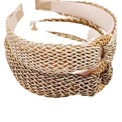 China New Fashion Women's Hair Accessories Retro Bohemian Summer Bohemian Braided Hair Belt Lafite Grass Braided Headband for sale