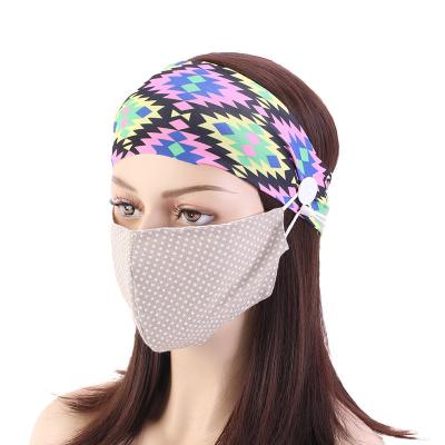 China Hot Selling Wholesale Fashion Hair Accessories Custom Shape Printed Yoga Sports Nursing Functional Hair Band Button Headband for sale