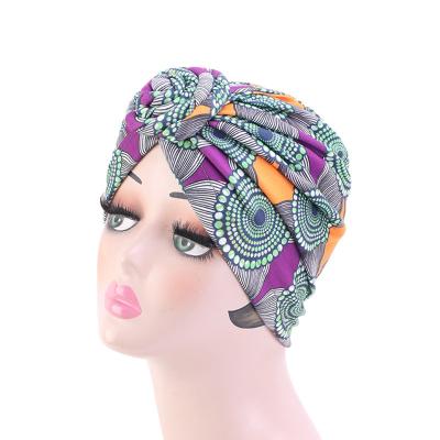 China New Bohemian Women Printed Indian Elastic Cotton Knot Headscarf Fashion Style Headscarf Hat for sale