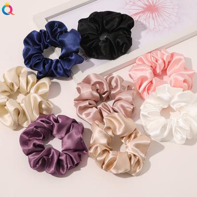 China MEROYAL Fashion Imitate Hair Silk Rope Solid Color Satin Headbands Elastic Hair Tie Hair Accessories for sale