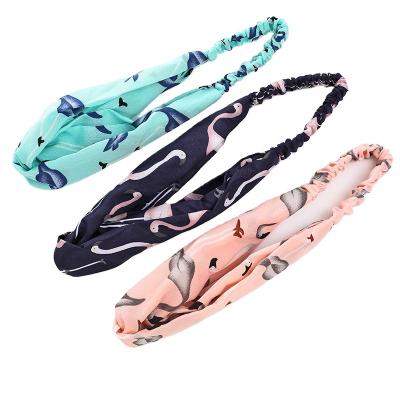 China Decorate Women Headband Cross Knot Elastic Top Hair Band Soft Print Girls Headband Hair Accessories Twisted Wrap Knotted Head Hair for sale