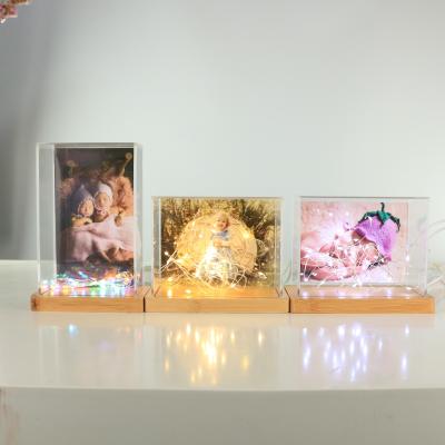 China Envrioment China Friendly Wholesale Sight Bamboo Opens Children's Photo Memorial Acrylic Box With Light for sale