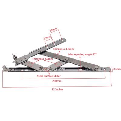 China Durable Casement Window Hinge Stainless Steel Square Groove Adjustable Friction Stay Window Arm for sale