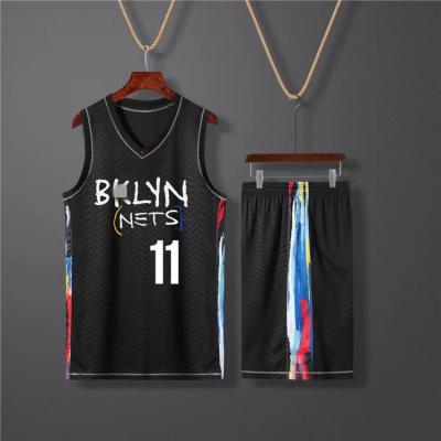 China Antibacterial Breathable Basketball Tank Top Set Mens Sublimation Stitched Kyrie Basketball Uniform Irving Nets Jersey for sale