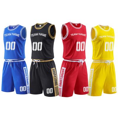 China Comfortable and Breathable Mesh Uniform Kids Latest Breathable Custom Logo Embroidered Blank Tank Top Basketball Sets for sale