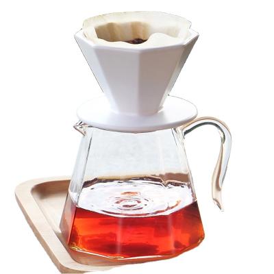 China Wholesale transparent stocked pyrex glass drip coffee pot with side handle octagonal glass coffee pot for sale