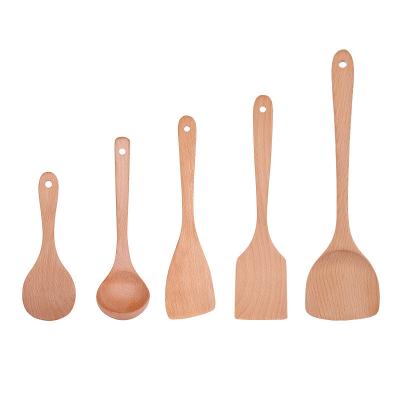 China Sustainable Easy Clean Cookware Kitchen Tools Nonstick Wooden Kitchenware 5pcs Kitchen Utensils for sale