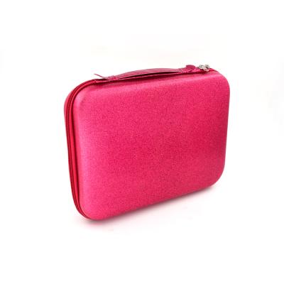 China Portable Cosmetics Convenience ODM Makeup Case Hard PU Shell EVA Zipper Women Travel Cosmetic Case Pink Makeup Case for sale