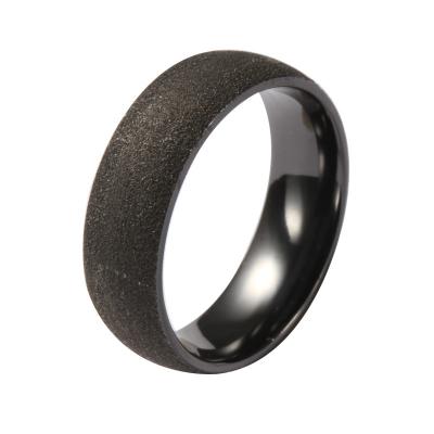 China FASHIONABLE Comfort Fit 8mm Ring Woman Man Black Beaded Finish Zirconium Ring Dome Mens Black Wedding Bands for sale