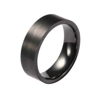 China TRENDY 7mm Flat Men Ring Black Zirconium Comfort Fit Black Zirconium Men Rings Wedding Band Black Brushed Zirconium Ring for sale