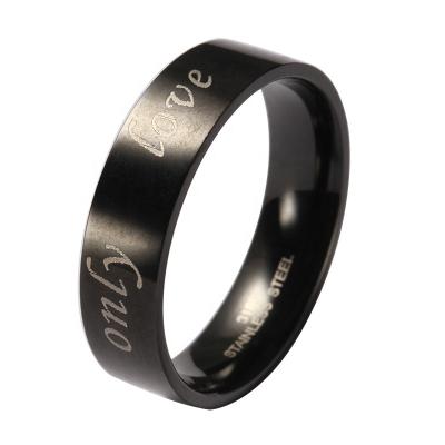 China Black Color Stainless Steel Romantic Plating Men Ring You With ONLY LOVE Romantic Letter Ring for sale