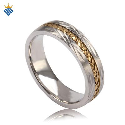 China CLASSIC fashion wedding rings stainless steel gold wire inlay ring china factory wholesale for sale