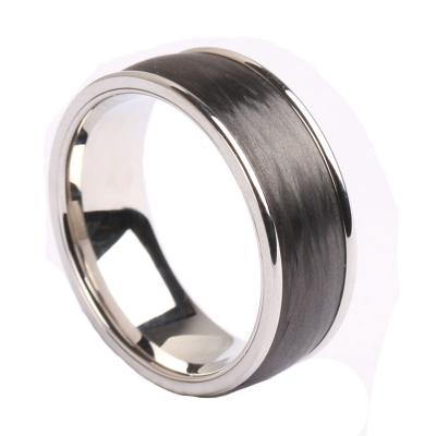 China FASHIONABLE Carbon Fiber Steel Ring Jewelry Carbon Fiber Band Classic Ring for sale