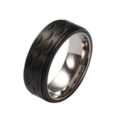 China Fashionable Stainless Steel Titanium Carbon Fiber Ring Custom Jewelry For Men for sale