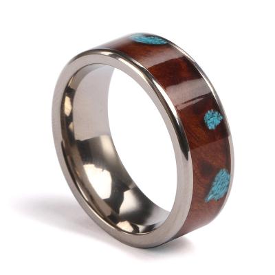 China Hot Selling CLASSIC 8mm Mens Rings Jewelry Titanium Dog Paw Print Opal And Koa Wood Ring for sale