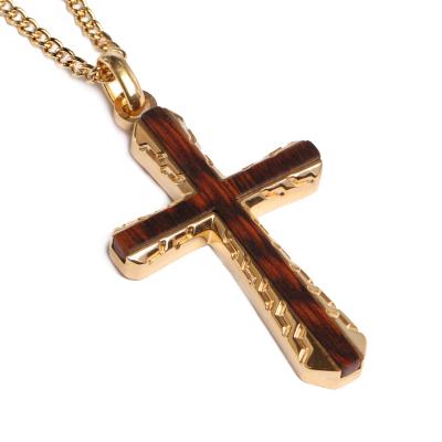 China FASHIONABLE Custom 316 Stainless Steel Gold Wooden Pendant Necklace for sale