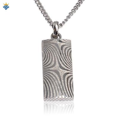 China Wholesale Fashionable Factory Jewelry Set Rectangle Steel Pendant Necklace Men's Damascus Stainless Steel Jewelry for sale