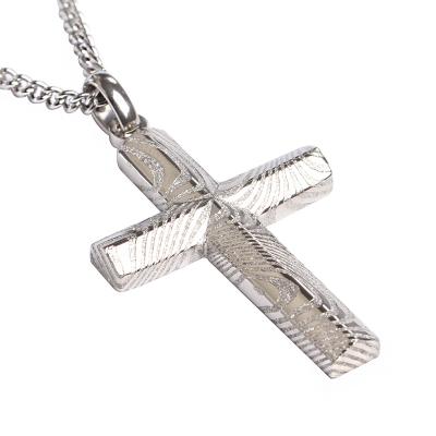 China FASHIONABLE Damascus Stainless Steel Necklace Cross Pendant Charm for sale