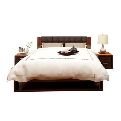 China Simple Assembly New Design King Size Upholstered Cushion Wooden Headboard Beds for sale