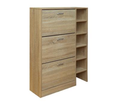 China (Other)Adjustable Hot Selling 20 Pairs Shoes Wooden Three Drawer Shoe Cabinet With Doors And Rack for sale