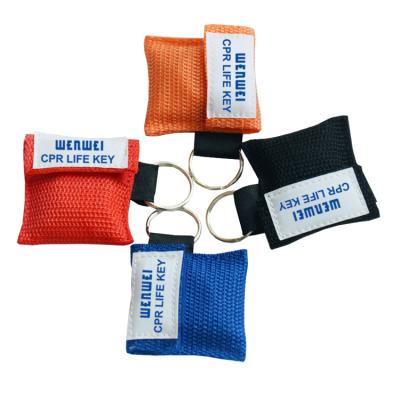 China PP Belt Hot Selling One Way Valve CPR Barrier Mask Key Chain CPR Mask Keychain Pocket for sale