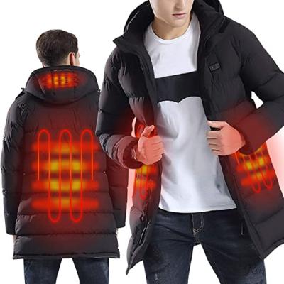 China Sidiou Breathable Group Men's Mid Length Warm Winter Down Jacket USB Rechargeable Heated Jacket Waterproof Increase Electric Heated Coat for sale