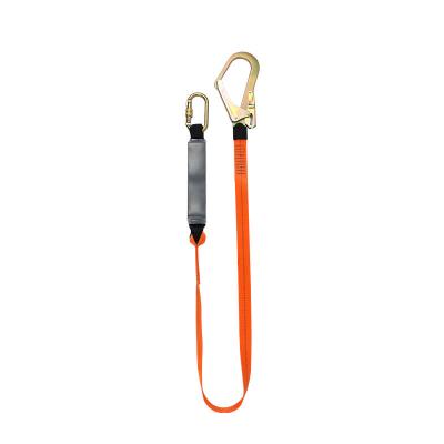 China Safety Devices HT-511L CE Width High Quality Polyester Webbing Energy Absorber With Single Heavy Duty Elastic Lanyard For Fall Protection for sale