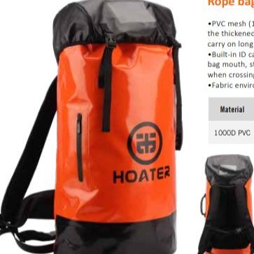 China High Quality 45L Waterproof PVC Rope Hoater Or Climbing Bag for sale