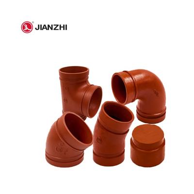 China High Durability JIANZHI Hot Sale FM ISO Approved All Sizes Of Ductile Iron Grooved Pipe Fittings for sale