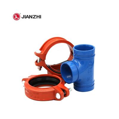 China High durability JIANZHI flexible regid fittings fire protection fluted cast iron coupling fitting pipe Te koop