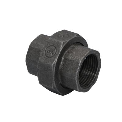 China Industry Application JIANZHI 100% Tested Black Malleable Iron Equal Union Fitting For Oil Pipeline System for sale