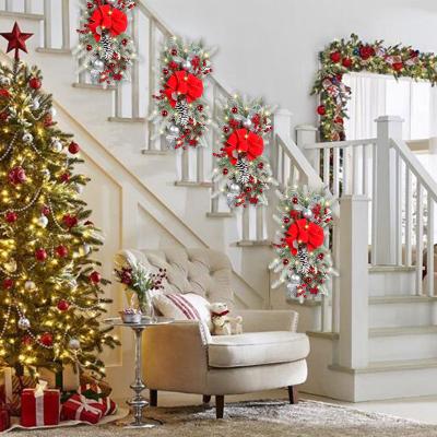 China Recyclable Window Decoration Door Hanging Rattan Wreath Cabinet Hanging Christmas Glow Down Tree Wreath Rattan for sale