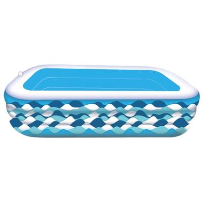 China Custom Cheap Inflatable Blue Rectangular Water Fun Places PVC Family Swimming Pool for sale