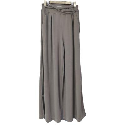 China OEM Selling Good Quality Breathable Custom Hot High Waist Elastic Plain Dyed Loose Full Length Pants for sale