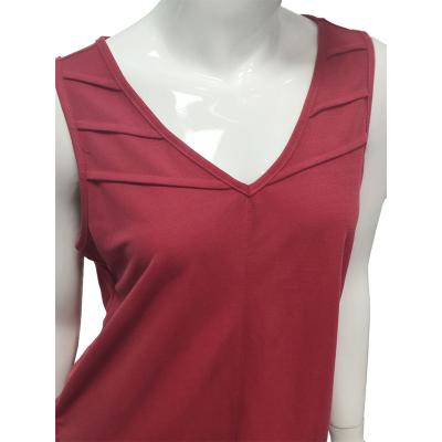 China OEM Service Wine Red Color Knitted Viscose 25% Poliamida Breathable Concise Vest / Mushroom V-neck 75% Vest for sale