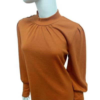 China Brown Perfect Color Anti-wrinkle Quality Quality Long Sleeves Women Comfortable Knitted Crewneck Sweater Autumn Long for sale