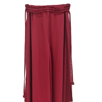 China Breathable OEM XS-XL Custom Windproof Plain Dyed Loose Elastic High Waist Pants Wine Red Waist / Mushroom Color for sale