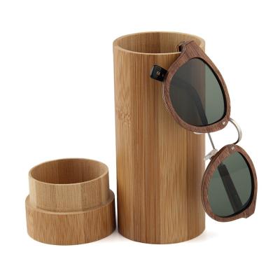 China Package Eyewear Sunglasses Packaging Boxes Round BambooTube Glass Natural Handmade Case for sale