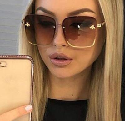 China European and American personality frameless trend polarized small bee sunglasses fashion metal round toad mirror glasses for sale