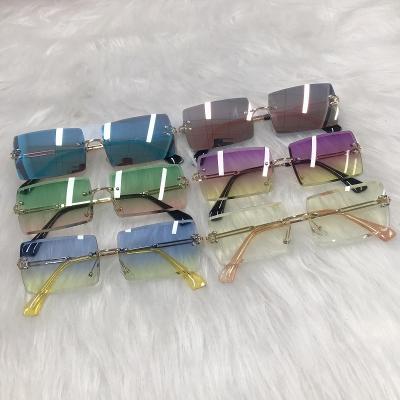 China 2022 Fashion JH Sunglasses Beauty Vintage Men Women Retro Tinted Small Rectangle Rimless Sunglasses for sale