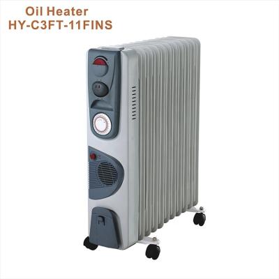 China Hotel HY-C3F-11fins 400W turbo industrial thermo mica strip heater panel oil heater fan for sale