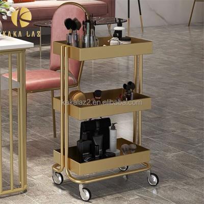 China Multi-layer Modern Gold Hair Salon Furniture Salon Beauty Tool Car for sale