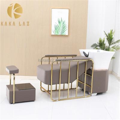 China Modern shampoo bowls sink and chairs hair wash station shampoo station for sale