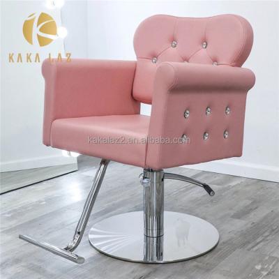 China Modern Pink Salon Chairs Wholesale Barber Chair Salon Furniture Salon Equipment Styling Chair for sale